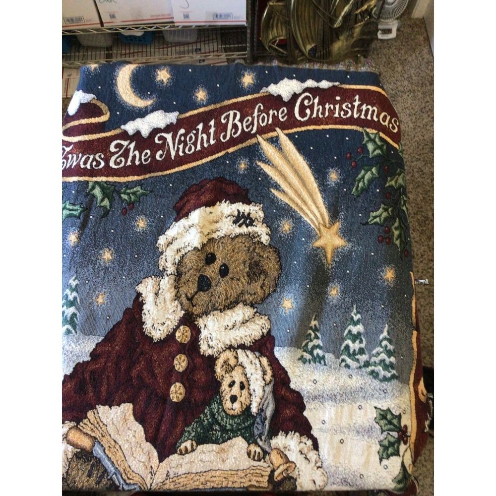 Vintage Boyds Bears & Friends Tapestry Throw Night Before Christmas 64"L x 50"W
